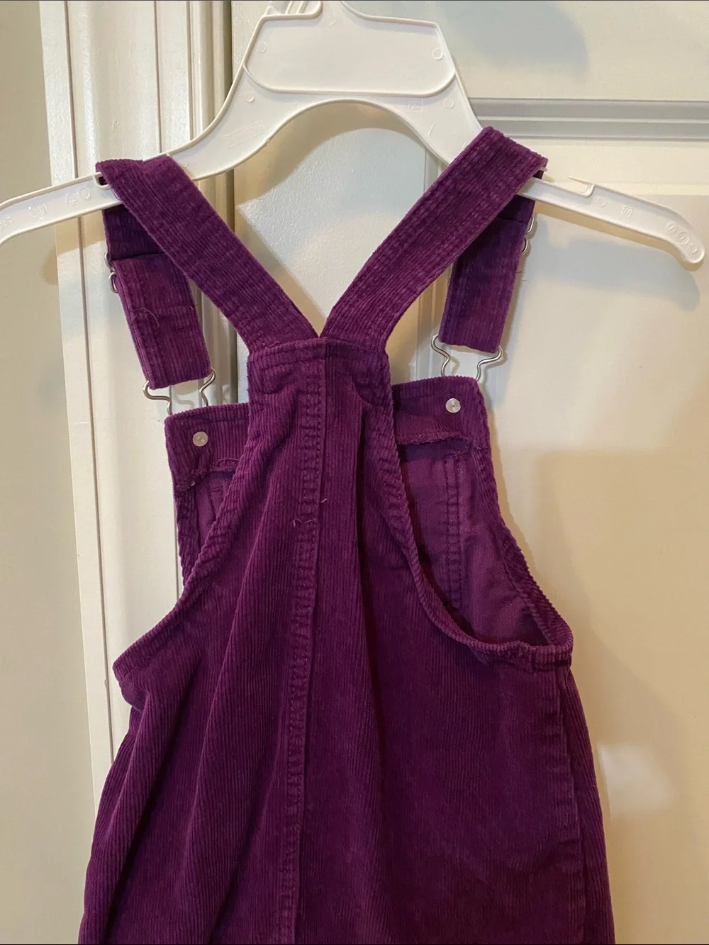 art class Purple Corduroy Overall Dress with Front Pocket